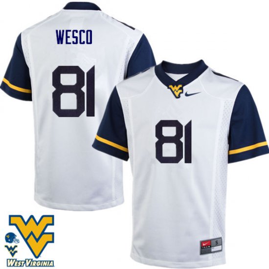 Men's West Virginia Mountaineers NCAA #81 Trevon Wesco White Authentic Nike Stitched College Football Jersey RO15G84OC